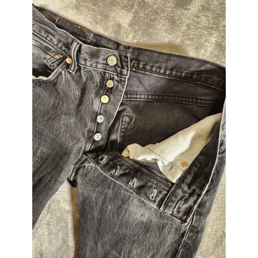 Levi's 501 Jeans Men's‎ 30X29 (Tag 32X30) Black Straight Baggie Button Fly